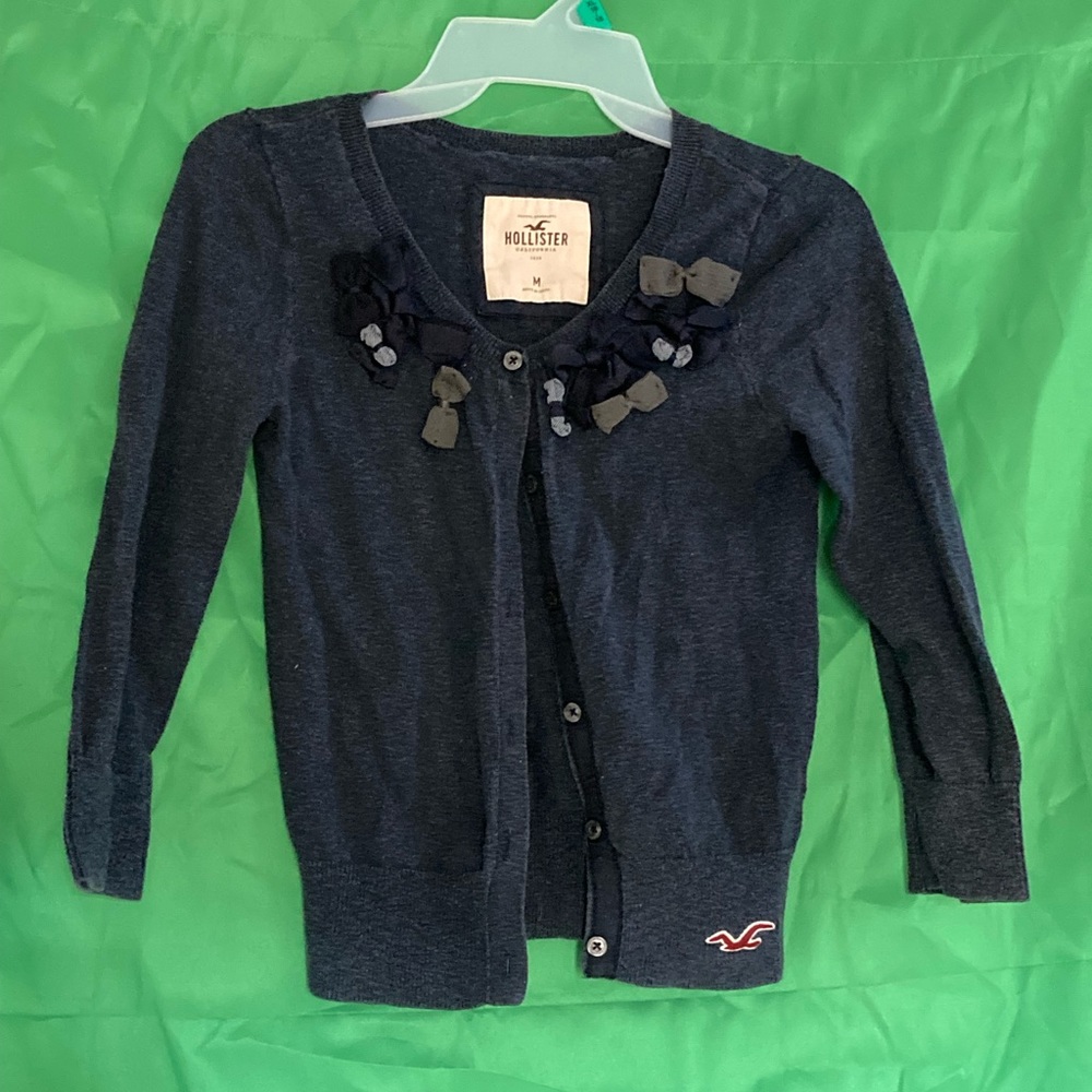 Hollister sweater, buttons up, dark blue